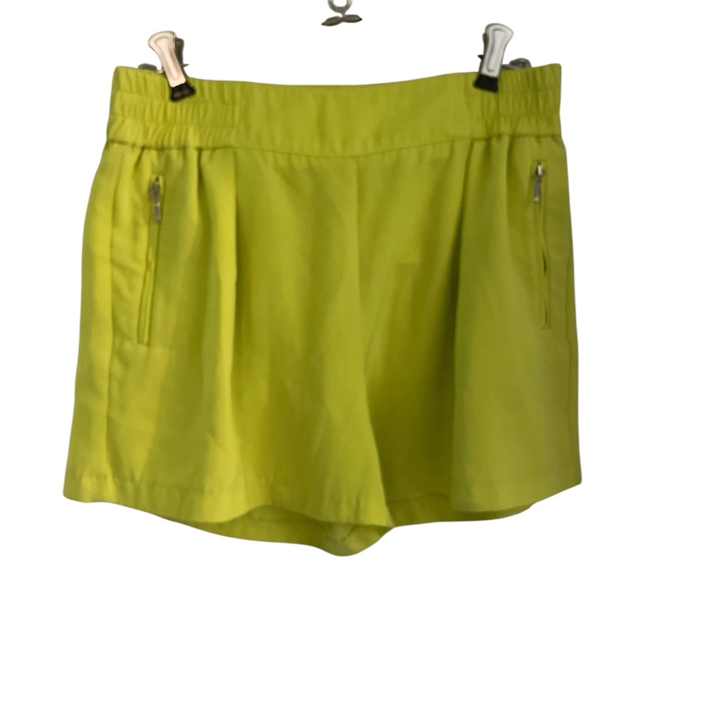 Jennifer Lopez Noen Yellow Polyester Elastic Waist Zipper Pockets Shorts Small